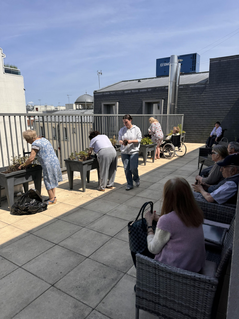 Atelier Jardinage sur la terrasse du 4e étage